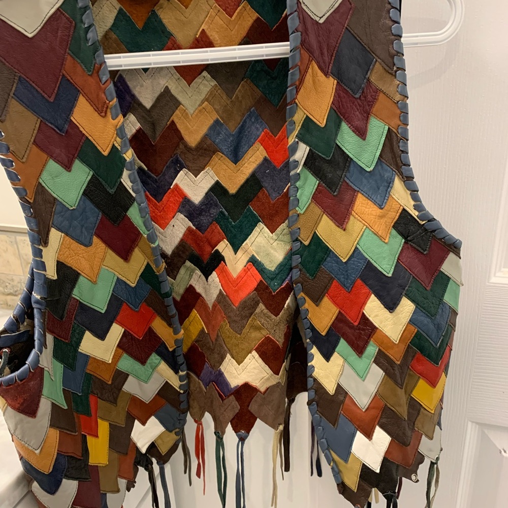 Very unique authentic leather patchwork vest! Coachella - Picture 3 of 5
